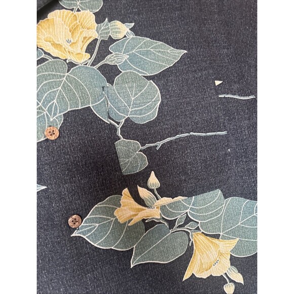 Charcoal Gray / Black TOMMY BAHAMA Silk Buttoned SS Shirt Green Yellow Floral M - Picture 6 of 11